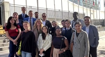 Saint Lawrence University students gather outside the UN.