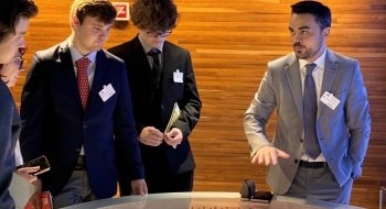 dr kartal with students at European Parliament in Strasbourg