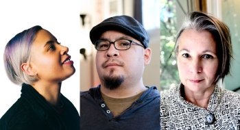 A collage of Lillian Yvonne Bertram, Santee Frazier, and Kirsten Kaschock.