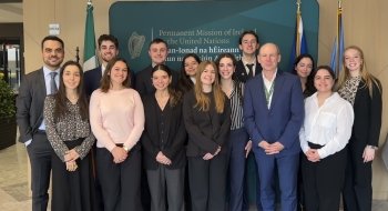 Group photo with SLU students and Ambassador Mythen