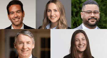 A collage of Chris Yosida, Taylor Castator, Oscar Acevedo, Grant Cornwell, and Sarah Evarts.