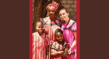 Elizabeth Barsness and her host family in Owambo cultural dress