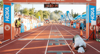 Jeff Mogavero '16 collapsing at the finish line of Western States