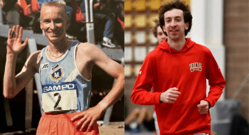 Side-by-side images of two distance runners dressed in athletic clothing.