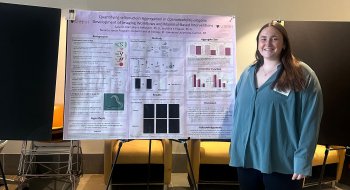 Sara St. Clair ‘26 presenting her research poster at the 2026 NE-1 Tri-Beta District Convention.