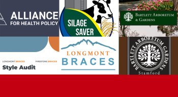 6 logos for businesses who worked with students on design projects