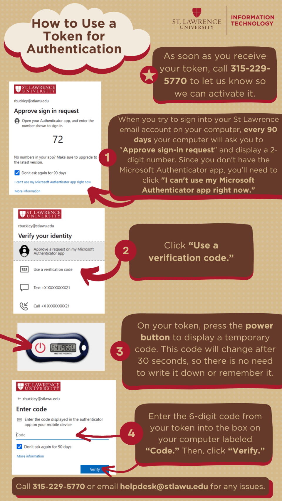 A poster with instructions for how to use a token for authentication. 