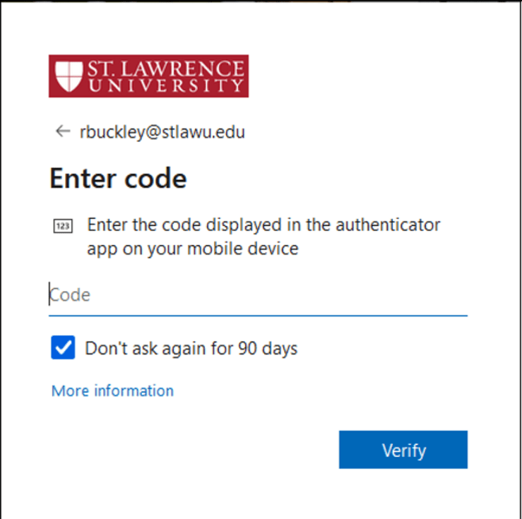 A screenshot of an Enter Code screen.