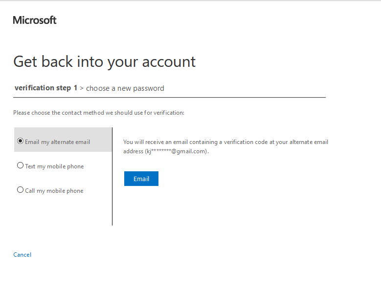 Screenshot of Microsoft Account Verification Webpage