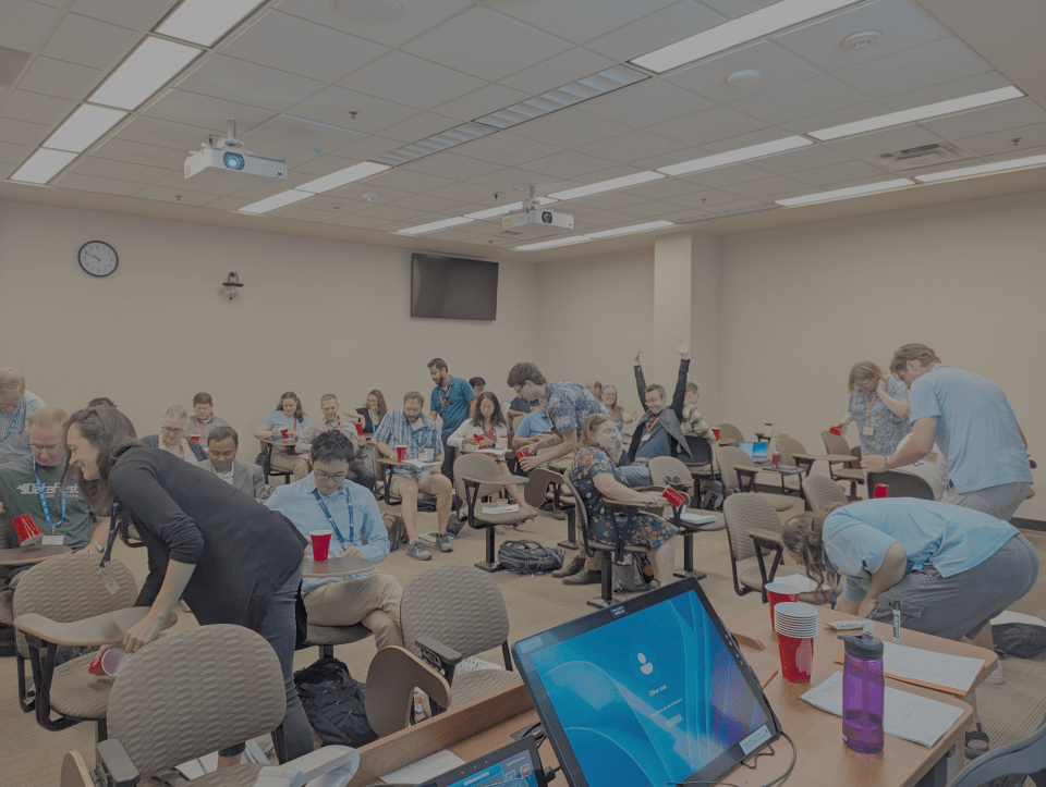 A photo of Dr. Chapman and Dr. Higham’s breakout session on modernizing the undergraduate-level mathematical statistics course.