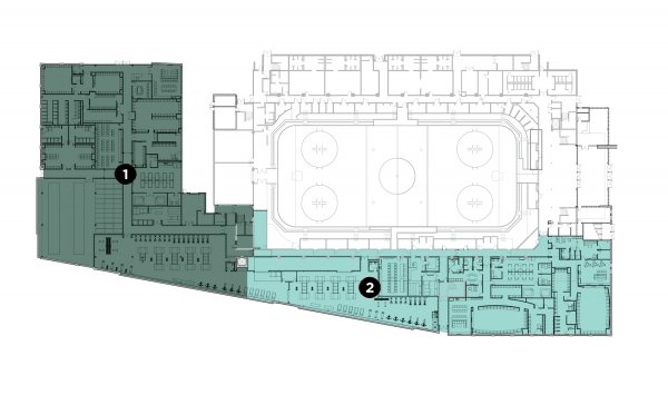 Rendering of first floor floorplan for Appleton Arena