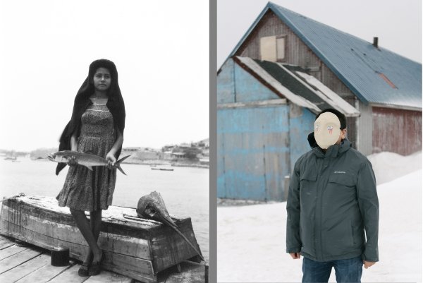 two juxtaposed photographs of figures