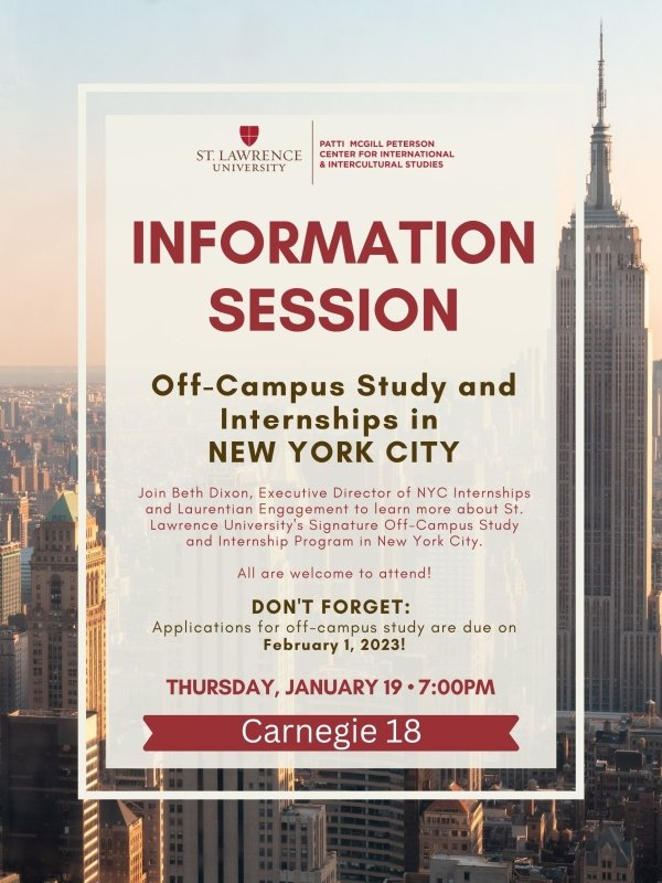 A poster advertising the upcoming information session.