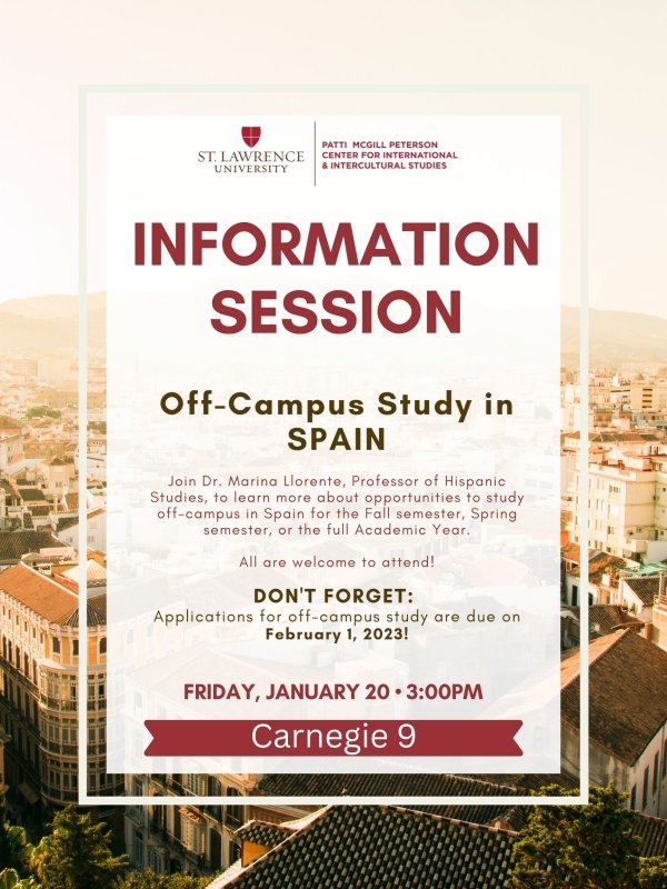 A poster advertising the upcoming information session.