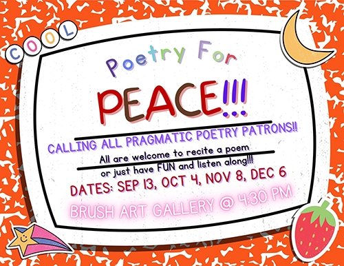 Poetry for Peace November 8 and December 6