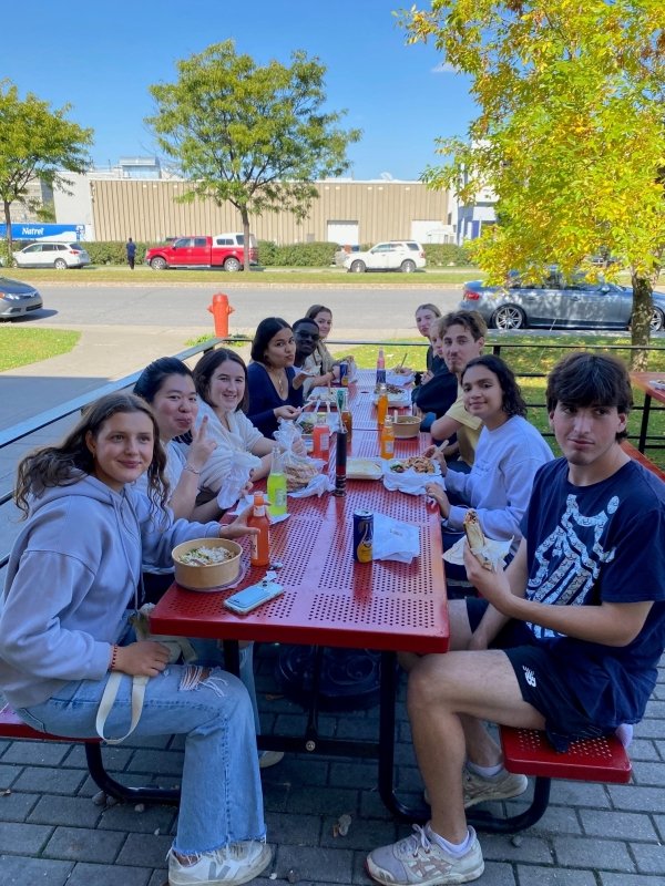 Students enjoying Middle Eastern Food