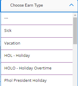 Screenshot of Earn Types