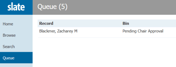 screen shot of the que option highlighted