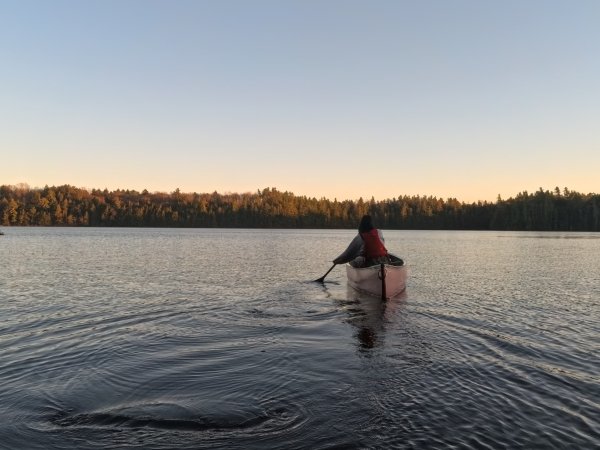 Arcadian paddling to their solo.