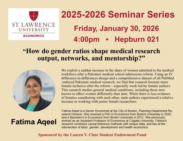 Fatima Aqeel Economics Seminar Series Poster