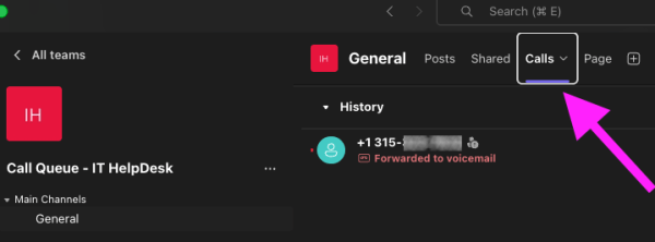 A screenshot of the Call Queue menu tabs