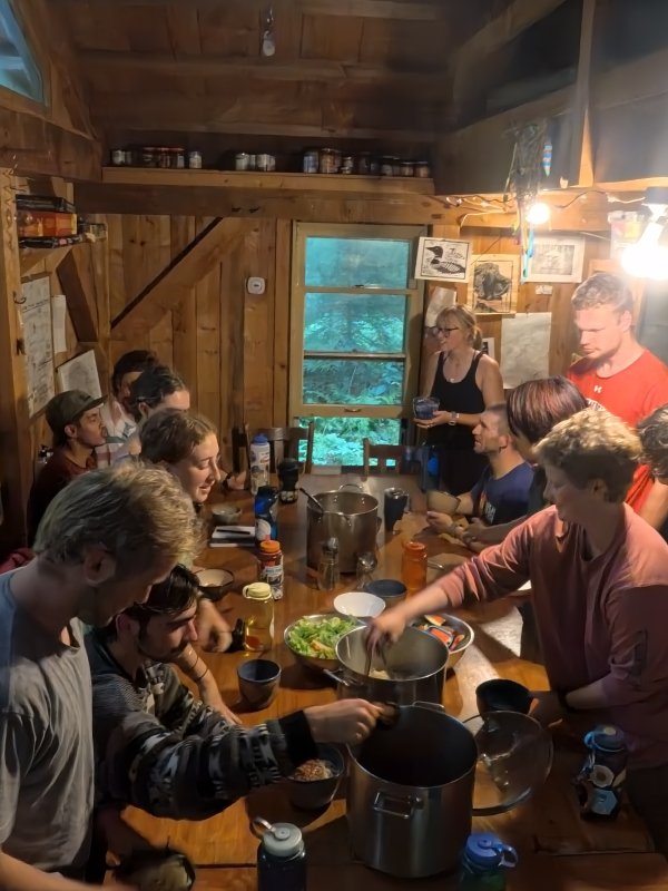 All Arcadians settling down for a freshly cooked dinner.