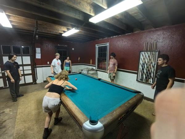 Izzy Kinsella lining up for a shot during REDBALL at Canaras.