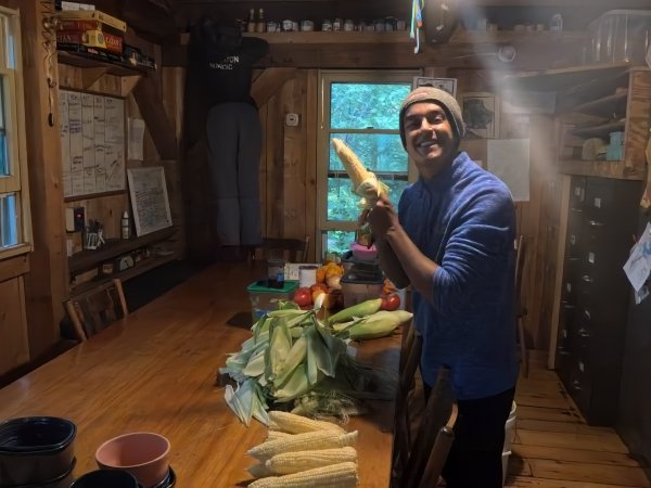 Krish Gupta reviewing new CSA sweetcorn.