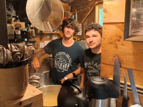 Kyle Gaffney and Luke McChesney “chefing” it up in the kitchen.