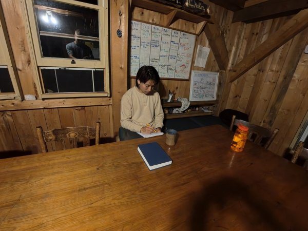 Spencer Kavanagh inscribes his deepest thoughts into his journal.