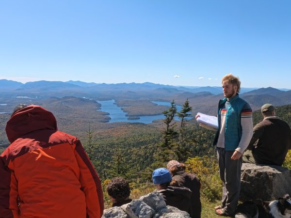 Student discussion leader Joe Frankenfeld teaching on top of Whiteface Mountain in our “Natural History and Ecology of the Adirondacks” class.