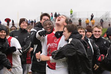 Soccer players celebrating