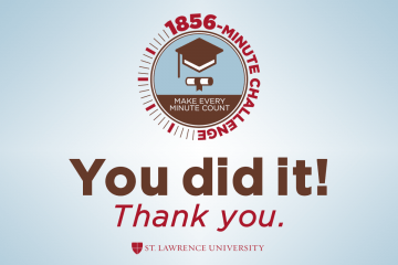 "You did it! Thank you." with 1856-Minute clock logo