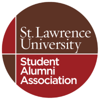 Student Alumni Association with red and brown background