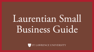 Laurentian Small Business Guide over brown with SLU logo