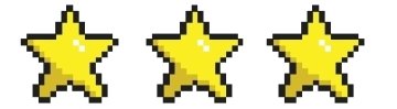 A pixelated graphic of three stars.