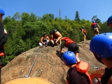 Arcadians climb up Elephant Rock.