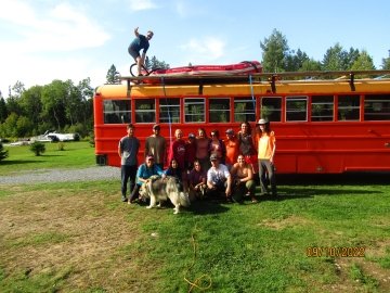 Arcadians pose in front of Adirondack Rafting Company bus after an awesome day.