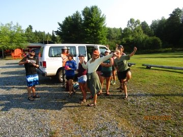 Silly Arcadians arrive at Adirondack Rafting Company. 