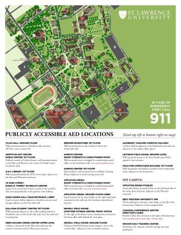 A map of AED locations on campus.