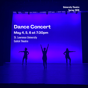 Three dancers against a purple/blue cyclorama