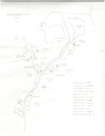 Hand-drawn map of solo campsites.