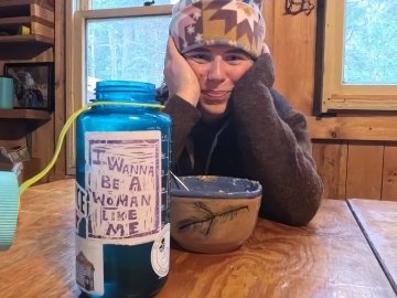 Maddy and her Nalgene sticker.