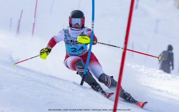 Emma Gatcliffe '27 during a ski competition. Photo courtesy of Stephen R. Cloutier