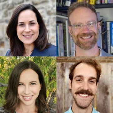 Headshots of professors Ronnie Olesker, Dan Look, Ashley Rife, and Tyler Rife