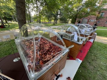 Catering table of food