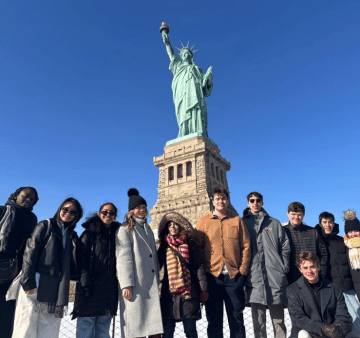 NYC group at statue of liberty 