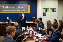 Students at a business