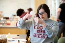 Student working in lab