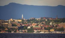 The Burlington skyline on a hazy day.